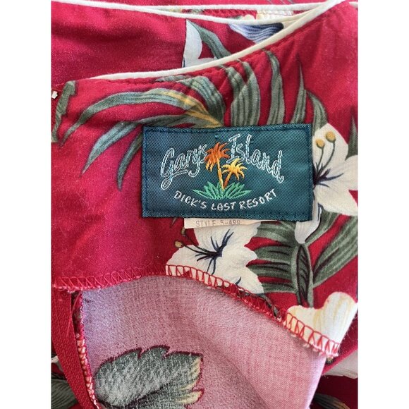 Gary's Island Dick’s Last Resort Red Hawaiian Maxi Dress Size Large Floral Slit - Picture 7 of 9